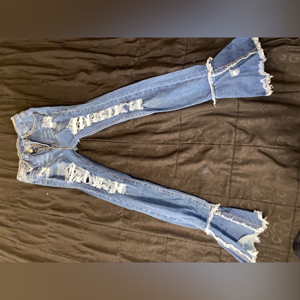 SHEIN medium flare distressed jeans